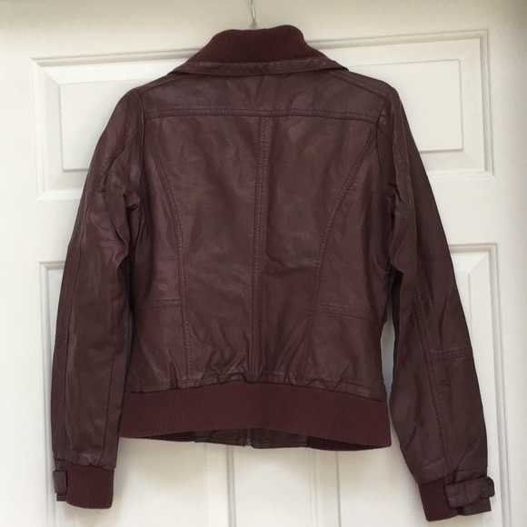 Faux Leather Burgundy Jacket Size Medium - Picture 3 of 3